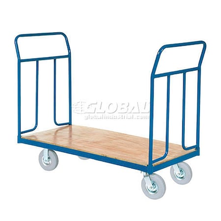 Global Industrial Wood Deck Platform Truck w/Removable Handles, 1200 Lb. Capacity, 8 Pneumatic Wheels 241684